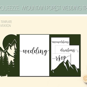 Forêt de montagne, faire-part de mariage en plein air modèle trois volets pour l'espace de conception Cricut - fichier numérique 11 x 17
