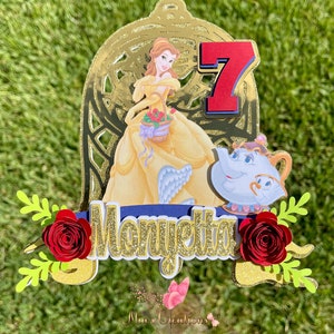 Belle Cake Topper, beauty and the beast, birthday, cake topper