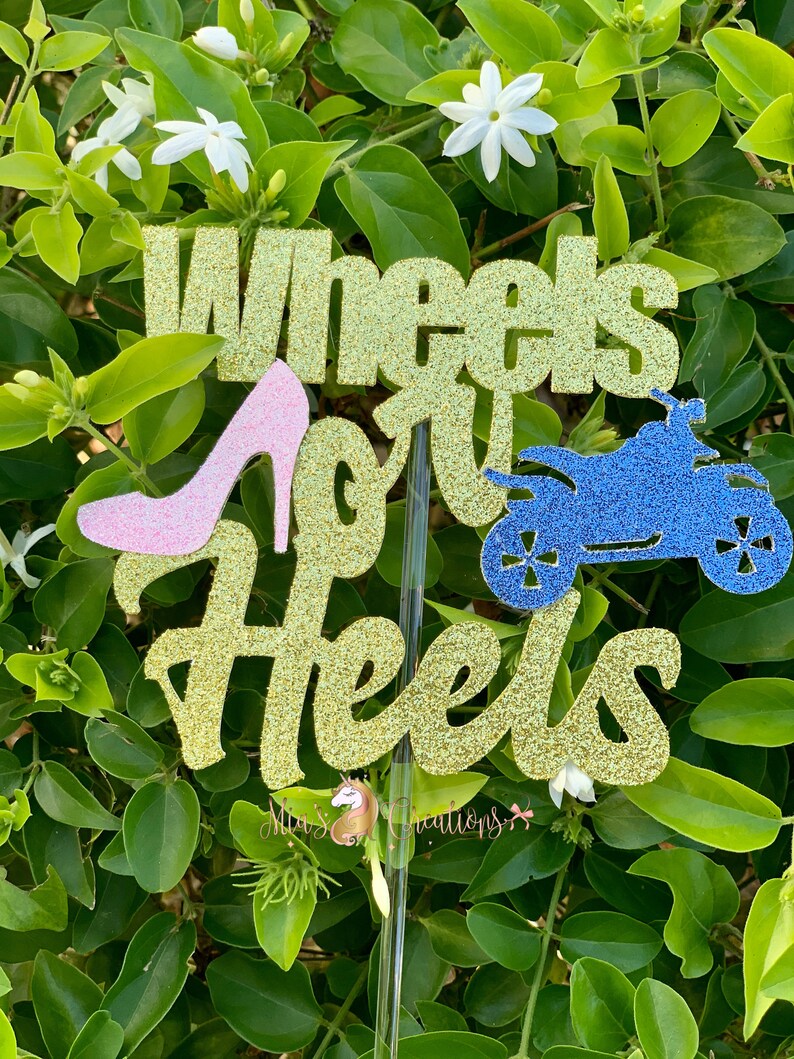Wheels or Heels Cake Topper Gender Reveal Etsy