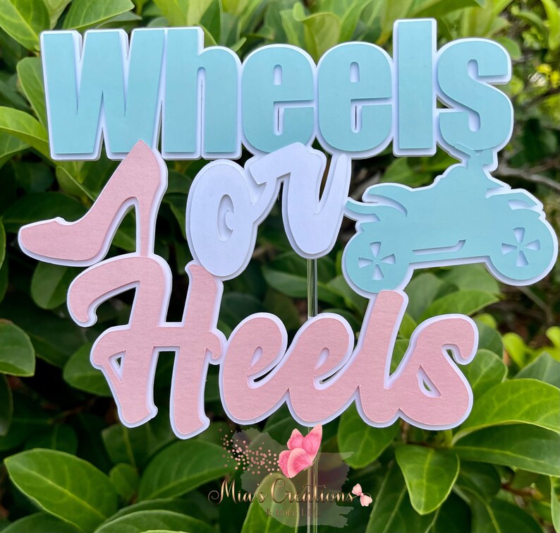 Wheels or Heels Cake Topper Gender Reveal Etsy