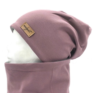 ALTMAUVE UNI, beanie with matching loop or individually, winter set, transition set, spring set image 1