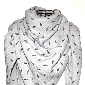 Muslin cloth children / women XXL, FEATHERS grey