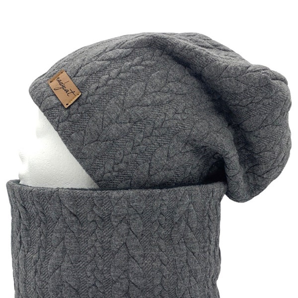 ZOPF & STYLE anthracite, beanie with matching loop or beanie individually, winter set, transition set, hat set