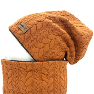 ZOPF & STYLE cognac, beanie with matching loop or beanie individually, winter set, transition set, hat set