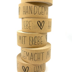 Paper tape “HANDMADE WITH LOVE”, 50 mm x 66 m, in-house production, environmentally friendly