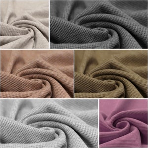 NEW Waffle knit jersey melange / waffle jersey / waffle fabric, 100% cotton, various colors in melange look & UNI
