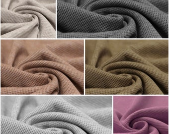 NEW Waffle knit jersey melange / waffle jersey / waffle fabric, 100% cotton, various colors in melange look & UNI