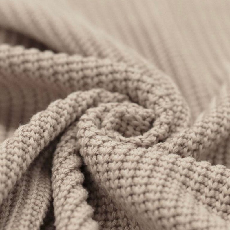 BIG KNIT STRICKSTOFF, coarse knit, cotton, meter goods, coarse mesh, different colours beige (512)