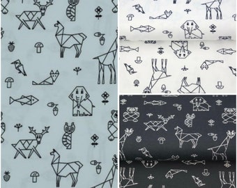 Jersey ANIMALS origami-style, 3 different colours