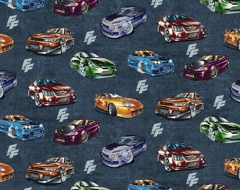 FAST & FURIOUS digital jersey, blue shadow (licensed fabric)