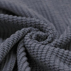 BIG KNIT STRICKSTOFF, coarse knit, cotton, meter goods, coarse mesh, different colours dunkel jeans (506)