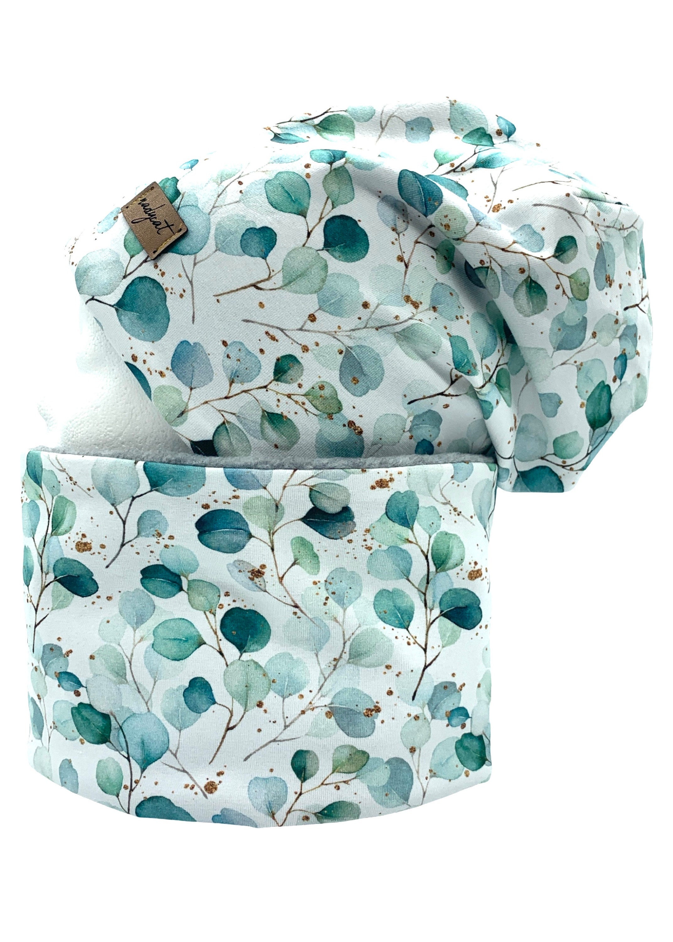 EUCALYPTUS BRANCHES, Beanie with matching loop or individually, Winter set, Transition set, Spring set