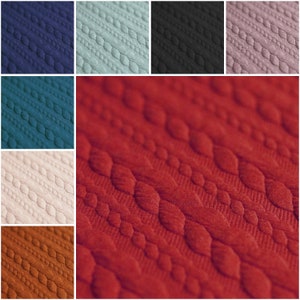 JAQUARD knitted fabric CABLE PATTERN, fine knit, knit, jersey, various colors