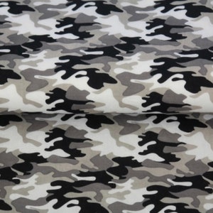 11.90 Euro/meter CAMOUFLAGE cotton, grey - white - black