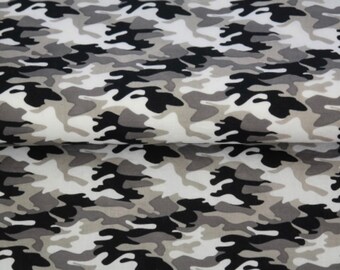11.90 Euro/meter CAMOUFLAGE cotton, grey - white - black