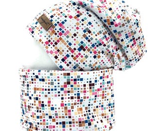 PIXEL Brick, Beanie with matching loop or individually, Winter set, Transition set, Spring set