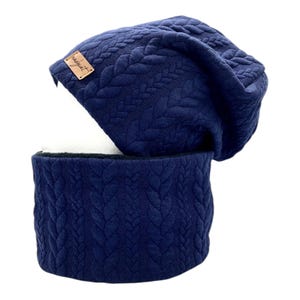 ZOPF & STYLE marinblå, mössa med matchande ögla eller mössa säljs separat, vinterset, övergångsset, mössset, julklapp