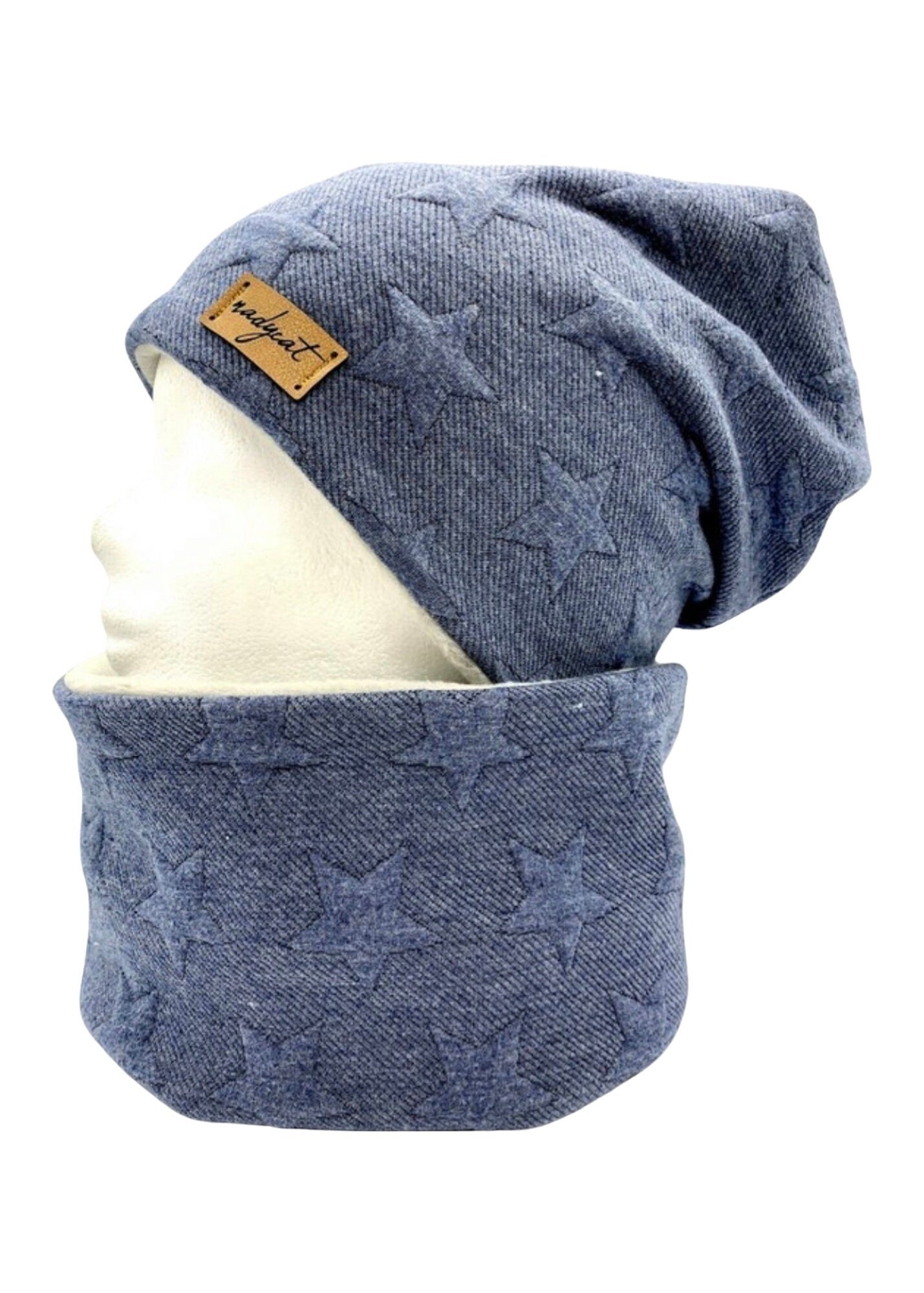 2D STARS DARK BLUE Beanie With Matching 