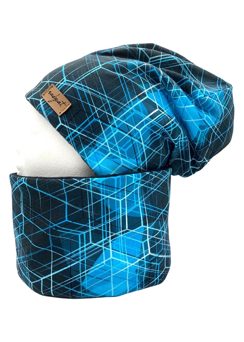 SPACE LINES, gorro con lazo a juego o individualmente, conjunto de invierno, conjunto de transición, conjunto de gorro imagen 1