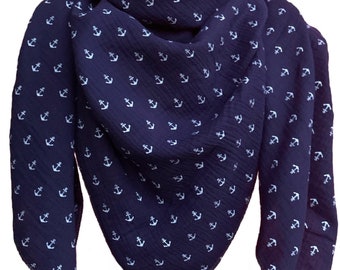 Mousselinedoek kinderen/dames XXL, KLEINE ANKER navy