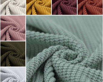 BIG KNIT KNIT FABRIC, coarse knit, cotton, sold by the meter, coarse mesh, various colors