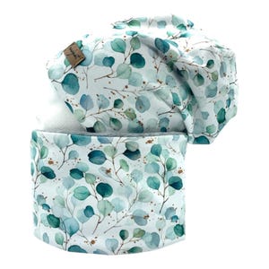 BRANCHES D'EUCALYPTUS, Bonnet avec boucle assortie ou individuellement, Ensemble hiver, Ensemble transition, Ensemble printemps, Cadeau pour Noël