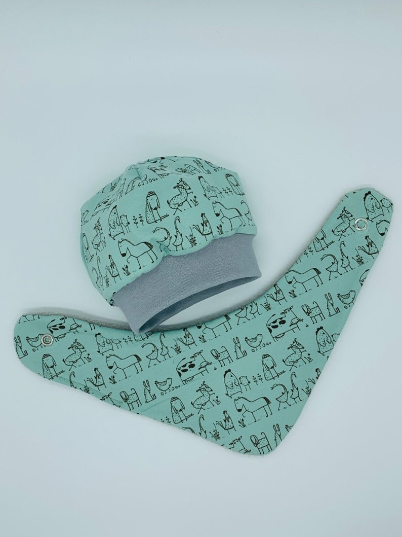 beanie with cuffs BAUERNHOF Baby Set first set 3-piece Pumphose neckerchief