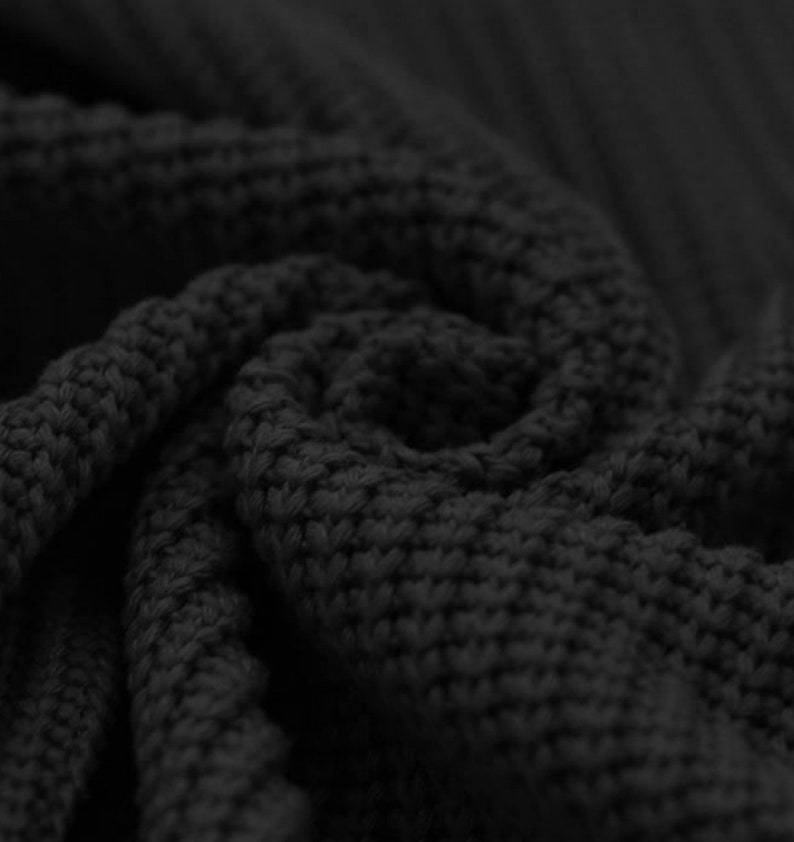 BIG KNIT STRICKSTOFF, coarse knit, cotton, meter goods, coarse mesh, different colours schwarz (501)