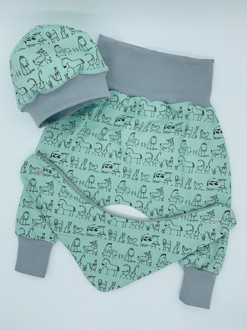 beanie with cuffs BAUERNHOF Baby Set first set 3-piece Pumphose neckerchief