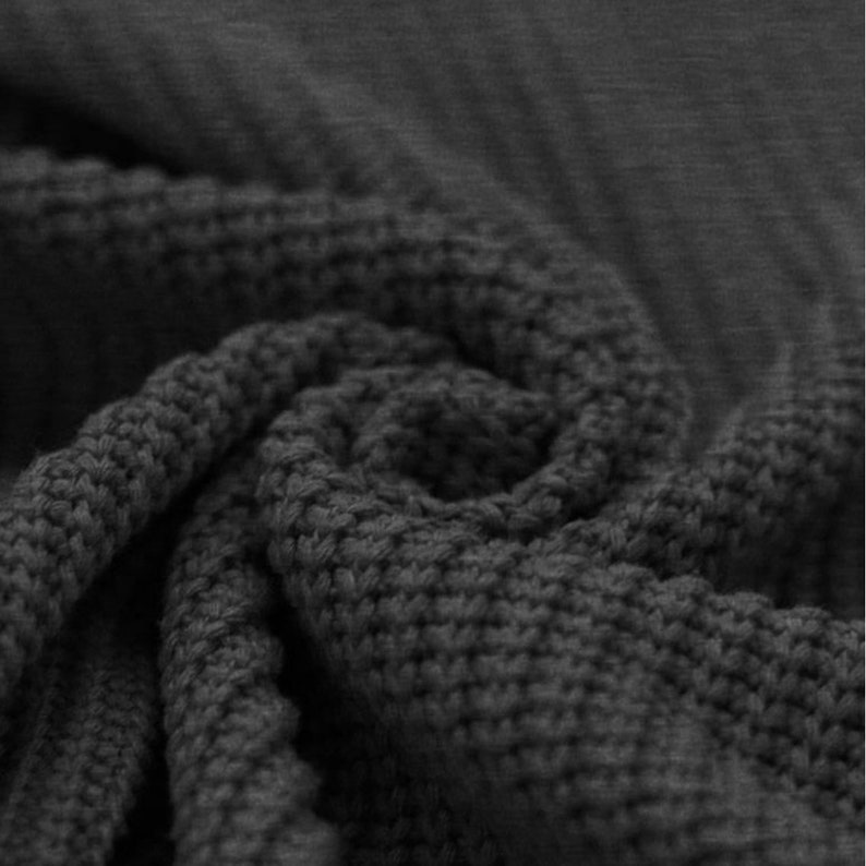 BIG KNIT STRICKSTOFF, coarse knit, cotton, meter goods, coarse mesh, different colours dunkelgrau mel (505)