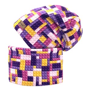 BLOQUES DE CONSTRUCCIÓN Rosa ladrillo, bloques encajables, piedras, gorro con lazo a juego o cada uno individualmente, conjunto de invierno, conjunto de transición, conjunto de gorro