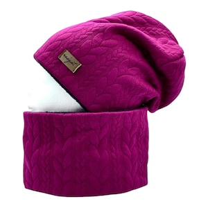 ZOPF & STYLE fuchsia, Beanie mit passendem Loop oder Beanie einzeln, Winter Set, Übergangs Set, Mützen Set, Geschenk zu Weihnachten