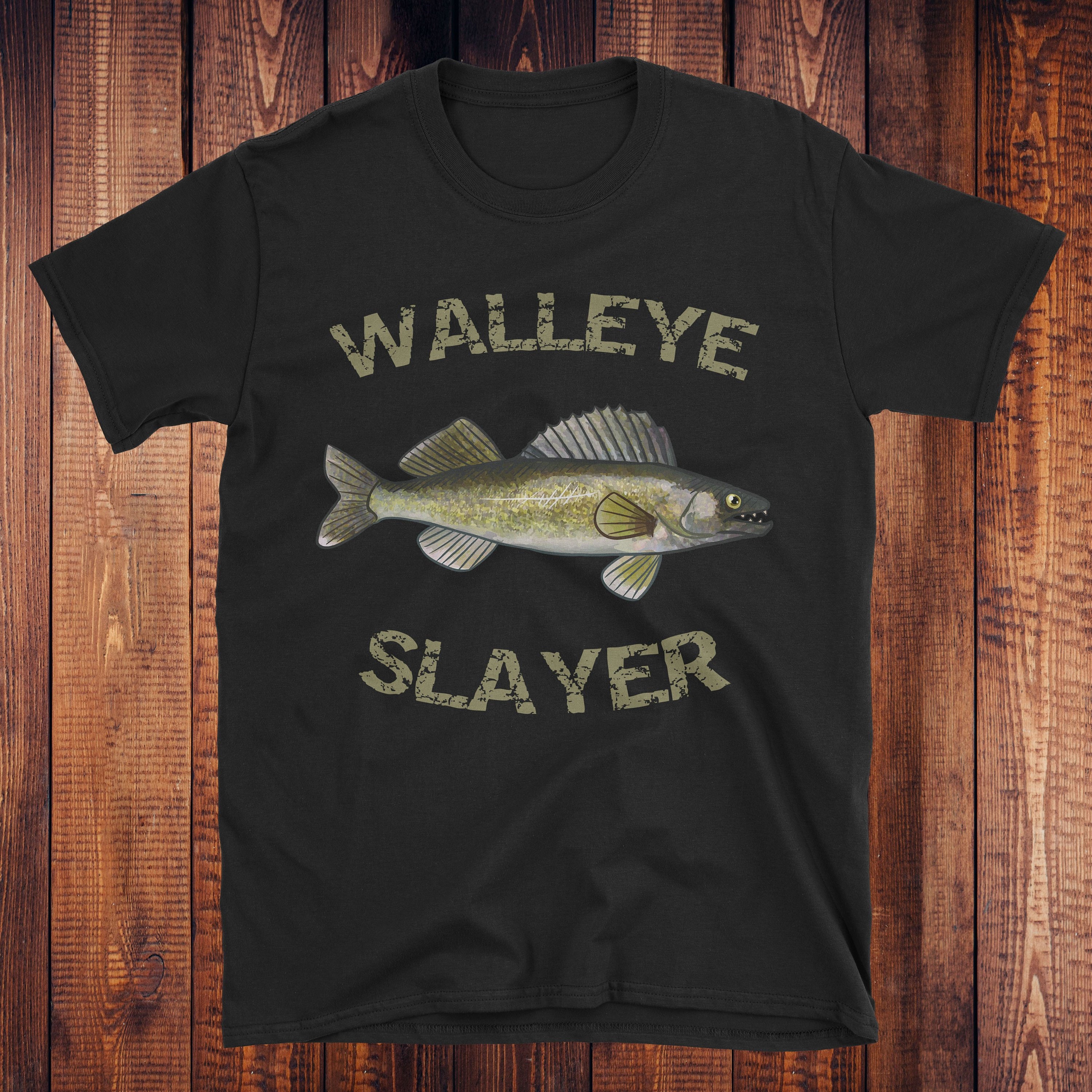 Vintage Walleye Slayer T-Shirt Funny Walleye Fishing Tee Vintage Walleye Slayer T-Shirt Funny Walleye Fishing Tee