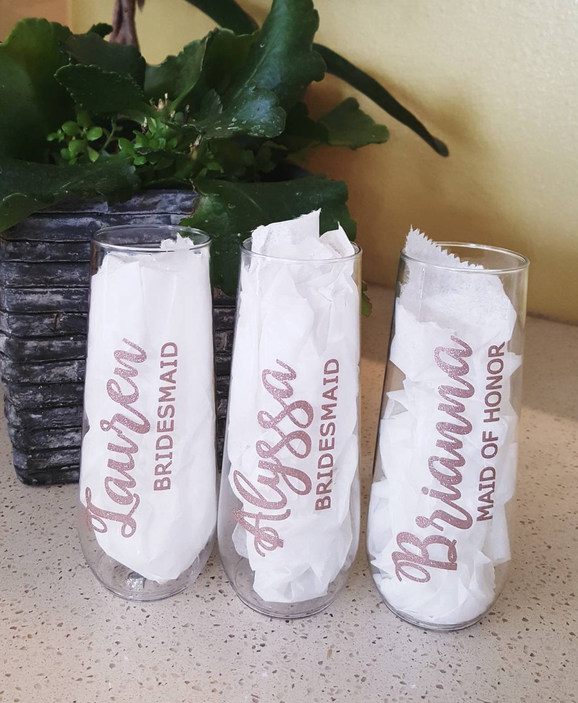 Set of 8 Personalized Flutes Name and Title/ Bridesmaid Gift Etsy
