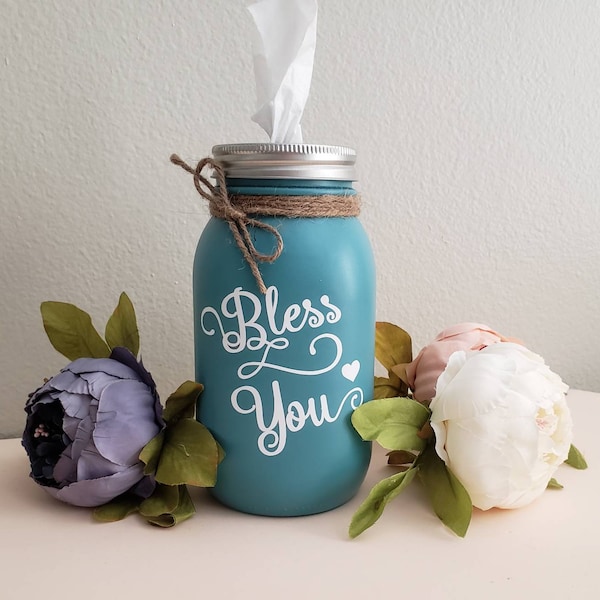 Bless You Decal / Permanant Vinyl / Perfect for a Mason jar, tissue holders, tissue boxes, cups, mugs.