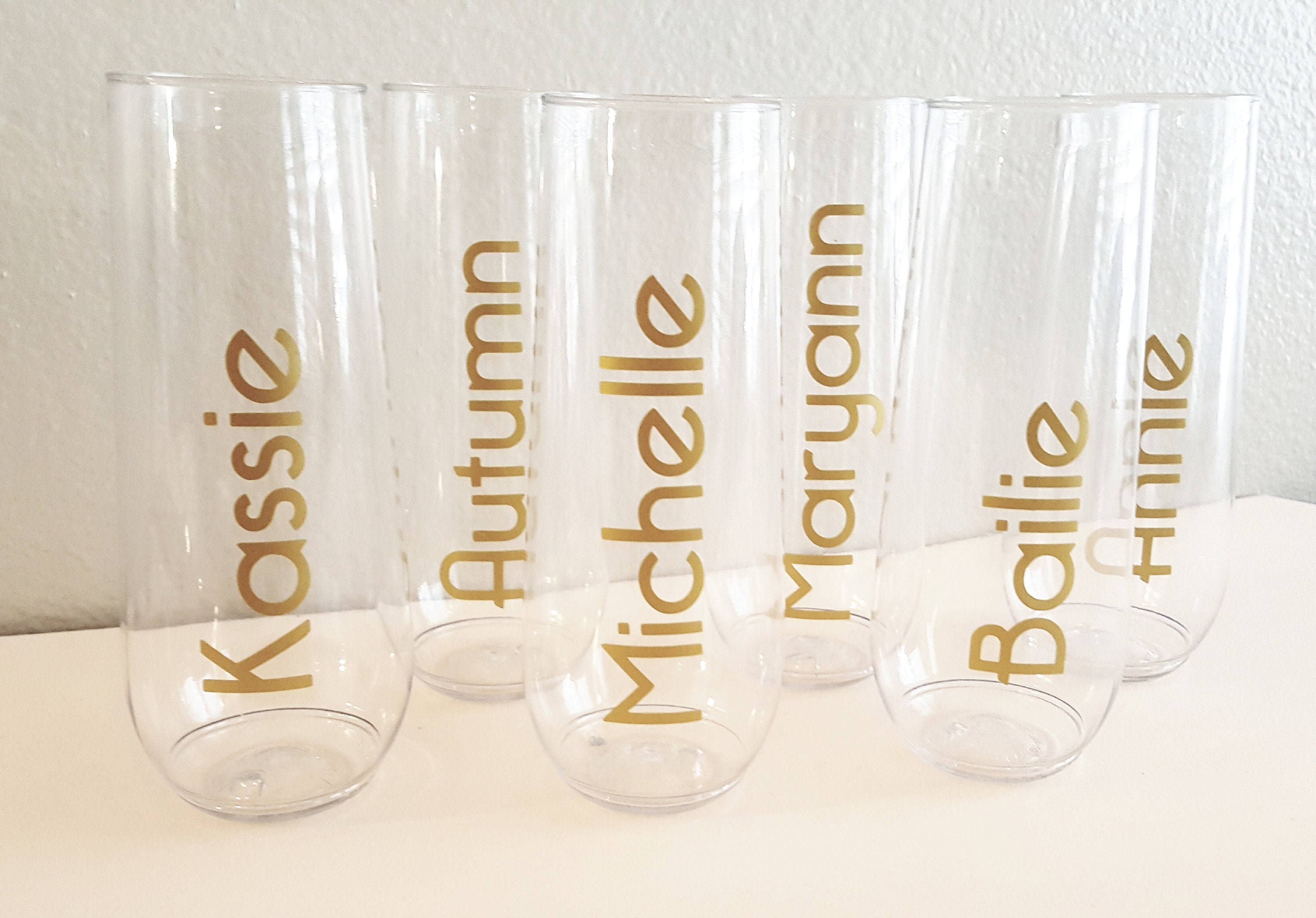 Set of 8 Personalized Flutes Name and Title/ Bridesmaid Gift Etsy