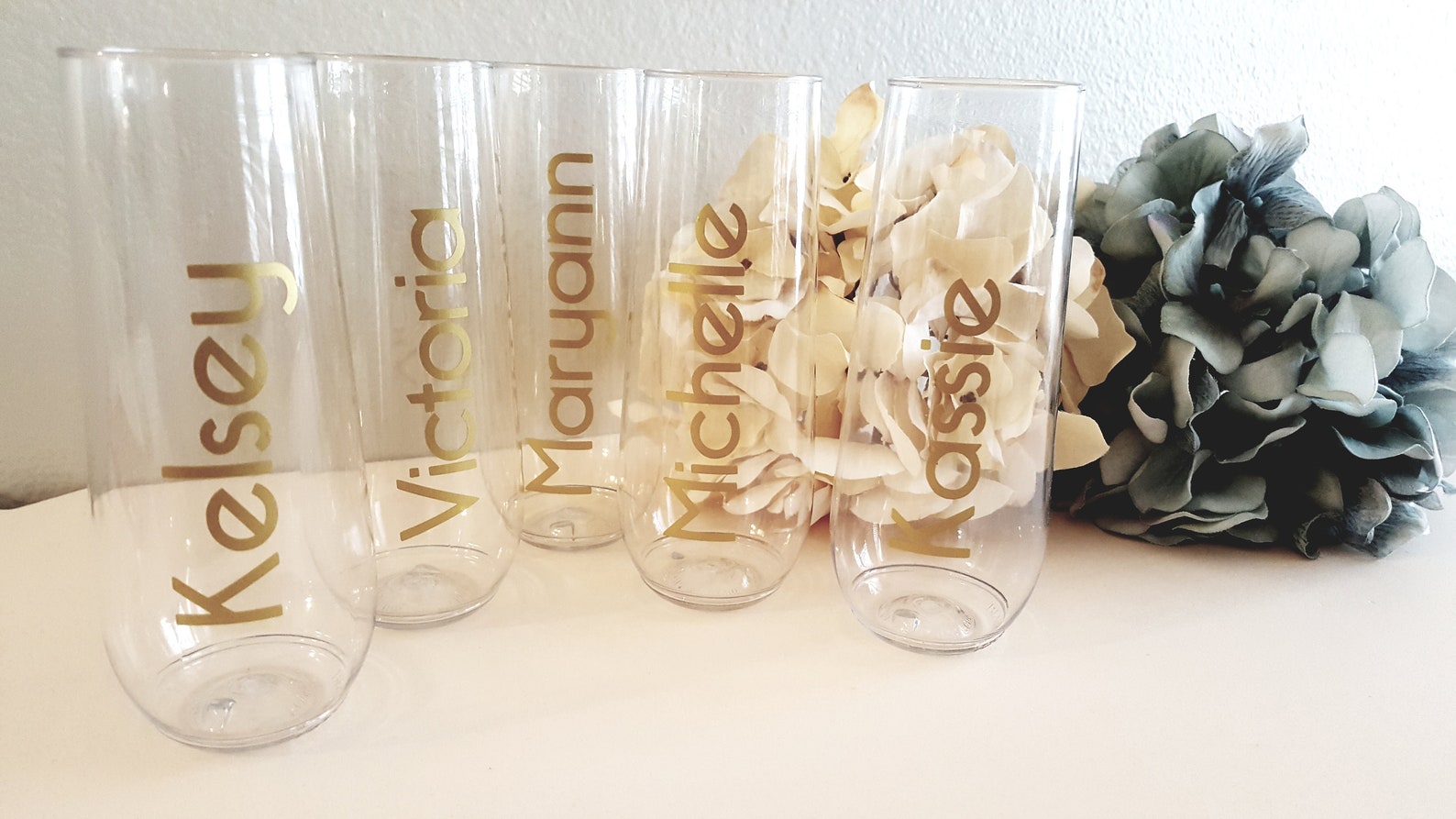 Set of 8 Personalized Flutes Name and Title/ Bridesmaid Gift Etsy