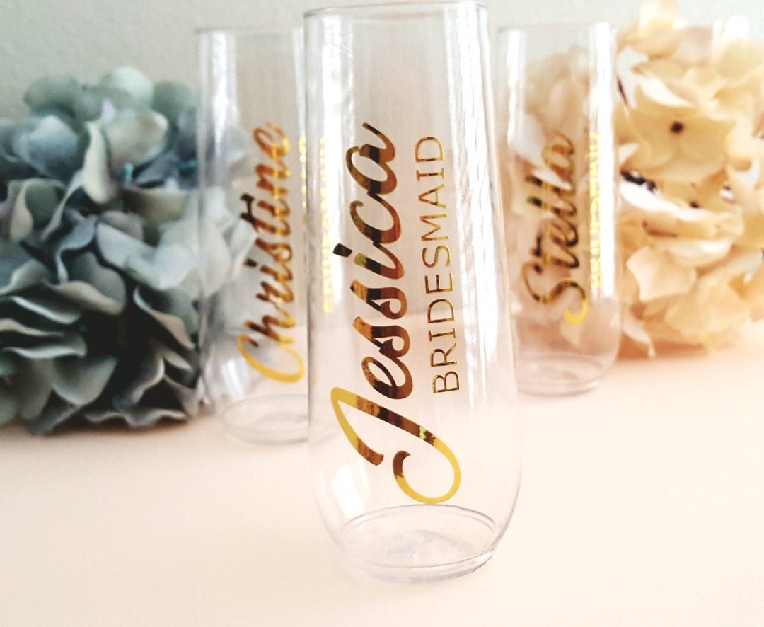 Set of 5 Personalized Flutes Name and Title/ Bridesmaid Gift Etsy