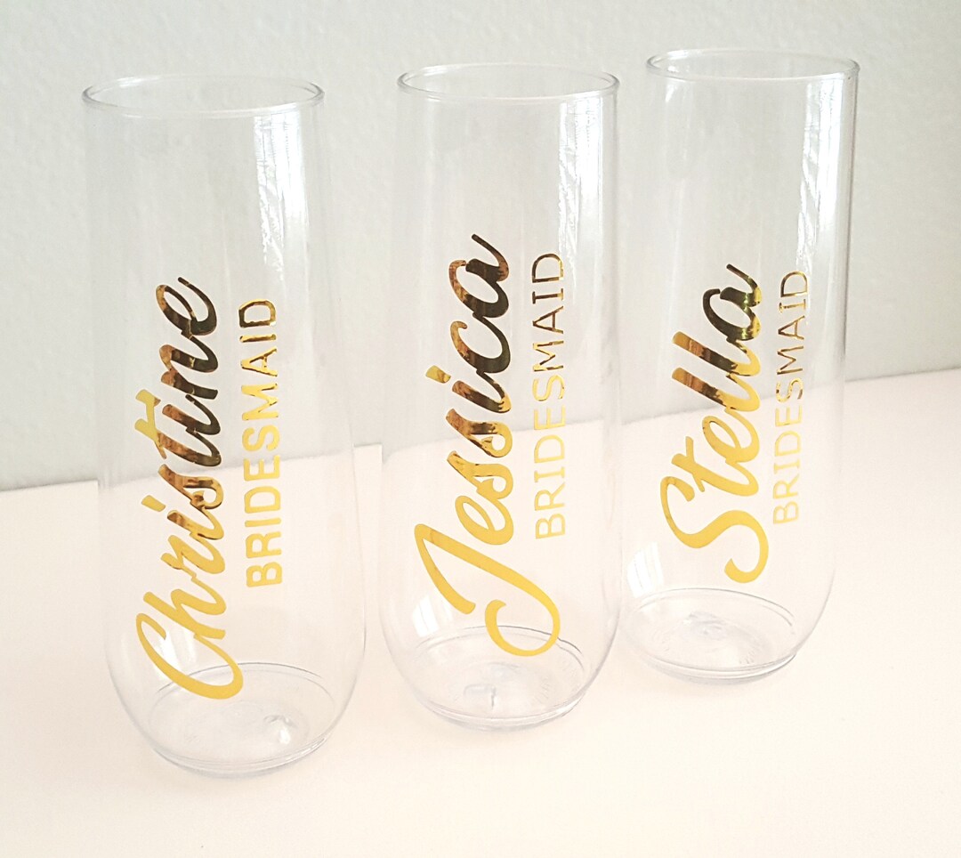 Set of 3 Personalized Flutes Name and Title/ Bridesmaid Gift Etsy