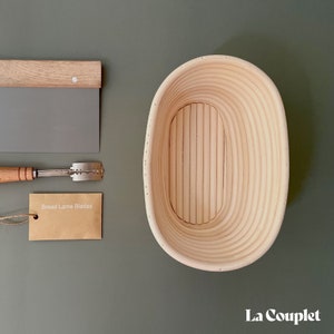 Sourdough Proofing Trio Set, Oval 8 inch Basket, Bread Lame, Dough Scraper, Sourdough Kit, Baker Gift