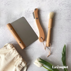 Bread Baking Tool Set: Lame, Dough Scraper & Brush - Baker Gift