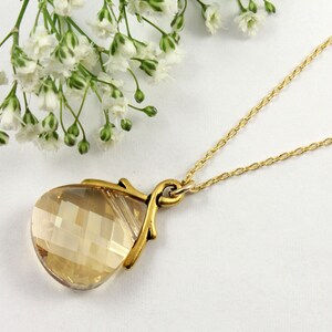 Swarovski Pendant - 14K Gold Filled Necklace - Golden Shadow Swarovski Crystal - Bridesmaid Jewelry