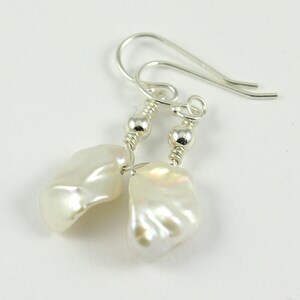 Keishi Pearl Earrings - Mother&#39;s Day Gift - Freshwater White Pearls - Dangle Earrings - Sterling Silver Pearl Earrings - Bridesmaid Gift