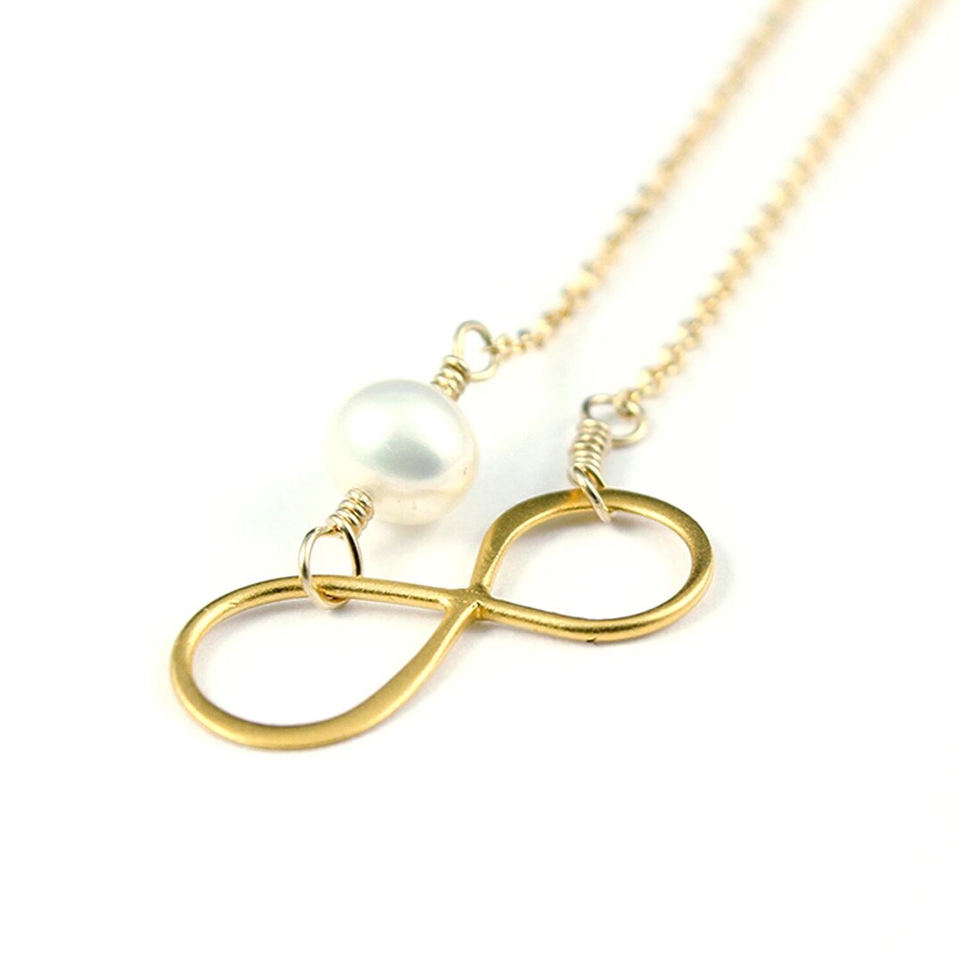 Pearl Infinity 14K Gold Filled Infinity Necklace With Pearl - Vermeil Infinity ...