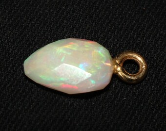 Handmade Jewelry Pendant Welo Fire Opal October Birthstone Faceted Gold Plated Natural Ethiopian Opal Gemstone -Ray Opal Opal Stone