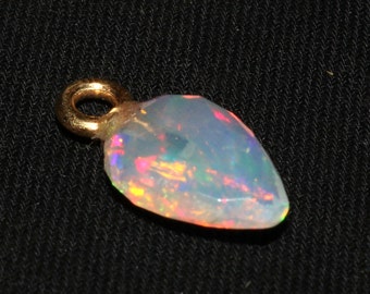 Handmade Jewelry Pendant Welo Fire Opal October Birthstone Faceted Gold Plated Natural Ethiopian Opal Gemstone -Ray Opal Opal Stone