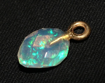 Handmade Jewelry Pendant Welo Fire Opal October Birthstone Faceted Gold Plated Natural Ethiopian Opal Gemstone -Ray Opal Opal Stone
