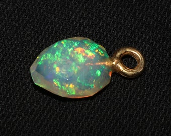 Handmade Jewelry Pendant Welo Fire Opal October Birthstone Faceted Gold Plated Natural Ethiopian Opal Gemstone -Ray Opal Opal Stone