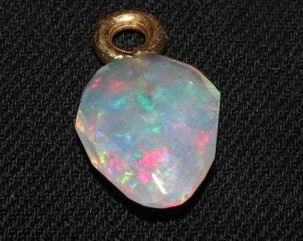 Handmade Jewelry Pendant Welo Fire Opal October Birthstone Faceted Gold Plated Natural Ethiopian Opal Gemstone -Ray Opal Opal Stone