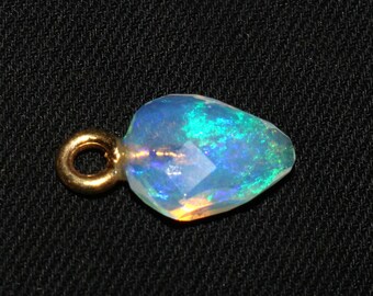 Handmade Jewelry Pendant Welo Fire Opal October Birthstone Faceted Gold Plated Natural Ethiopian Opal Gemstone -Ray Opal Opal Stone